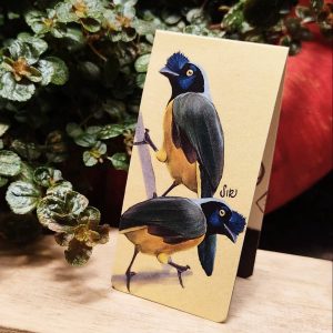 Urraca verde amarilla marcapáginas con imán